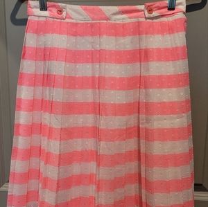 Lilly Pulitzer Virginia Neon Pink & White Striped Pleated Skirt